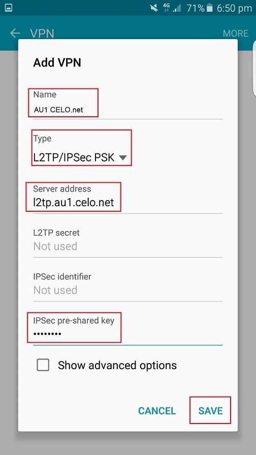 Configure uma VPN no Android 5 e superior