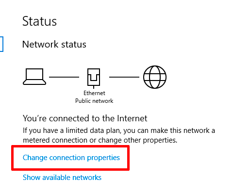 Windows 10 Network Status