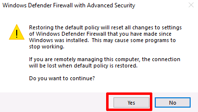 Windows Firewall Restore Default