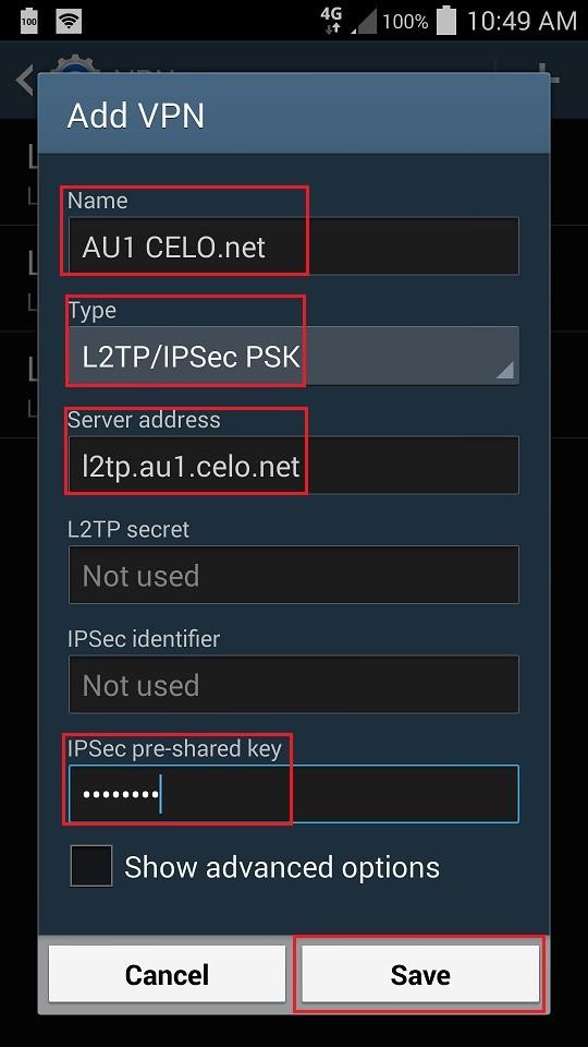 L2TP/IPsec - Android 4.X - Knowledgebase - Celo VPN