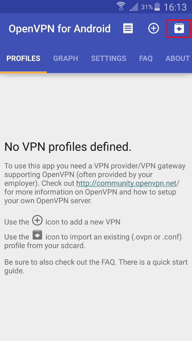 android openvpn for android import