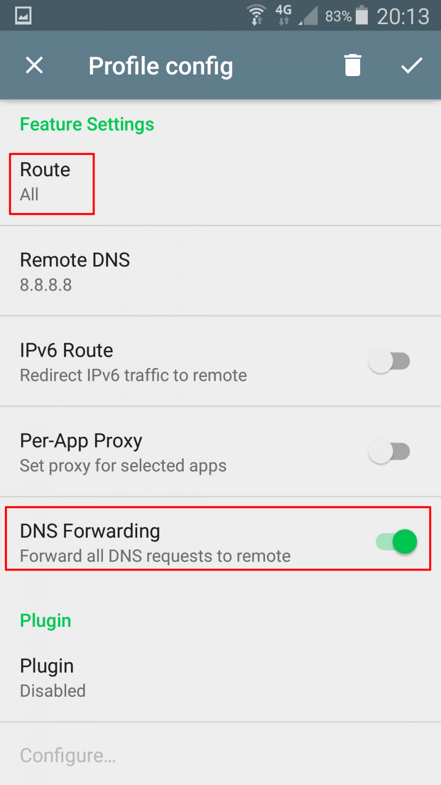 android shadowsocks feature settings