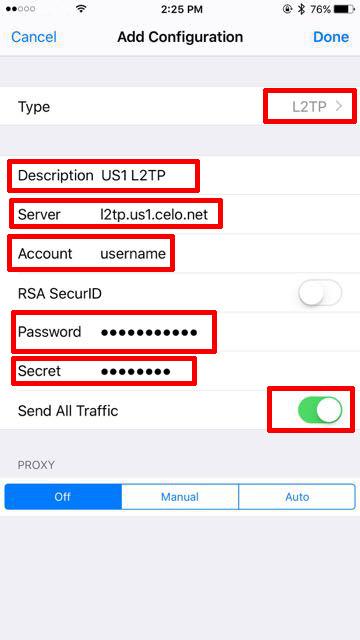 iOS l2tp ipsec vpn configuration