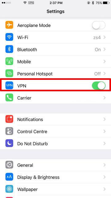 iOS vpn connect