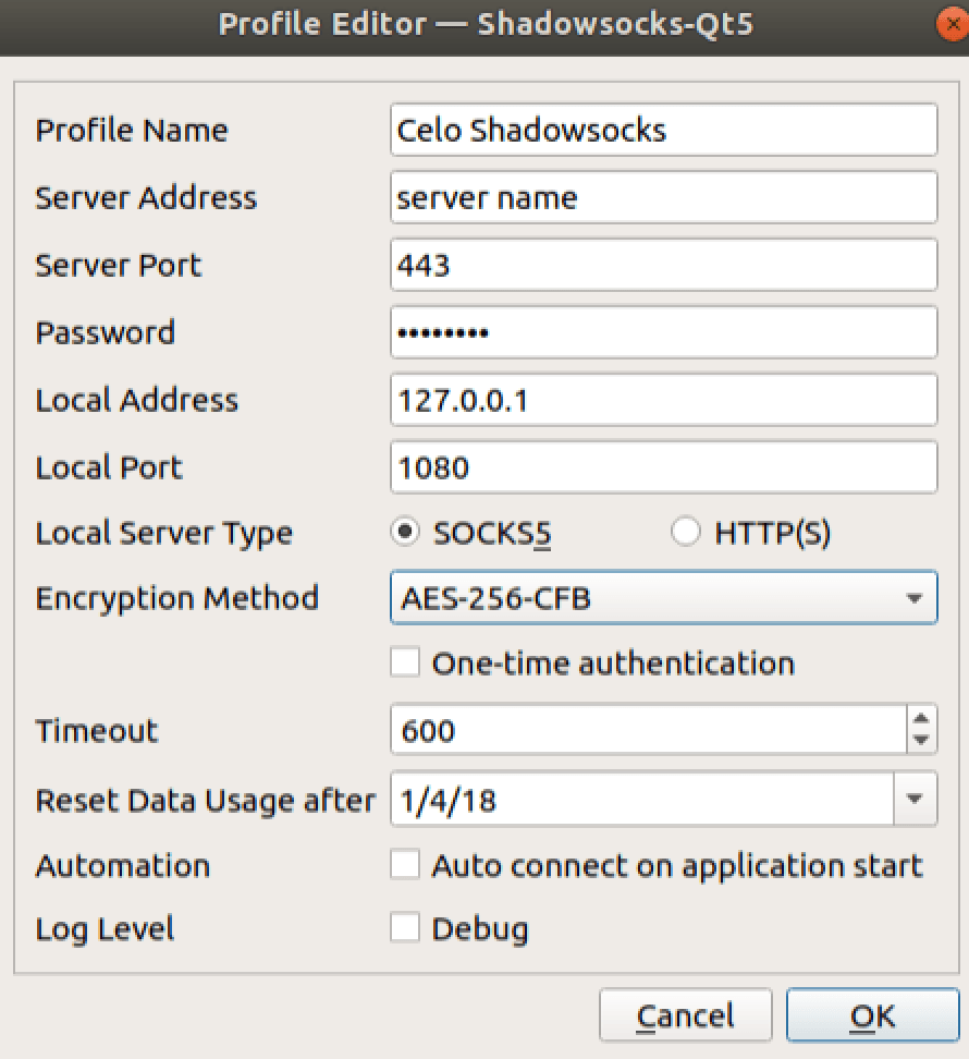 linux shadowsocks server settings