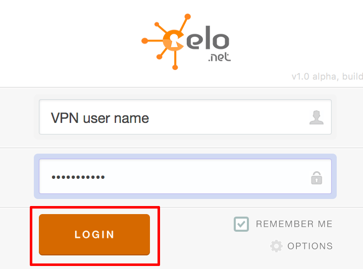 openvpn celo app username and password