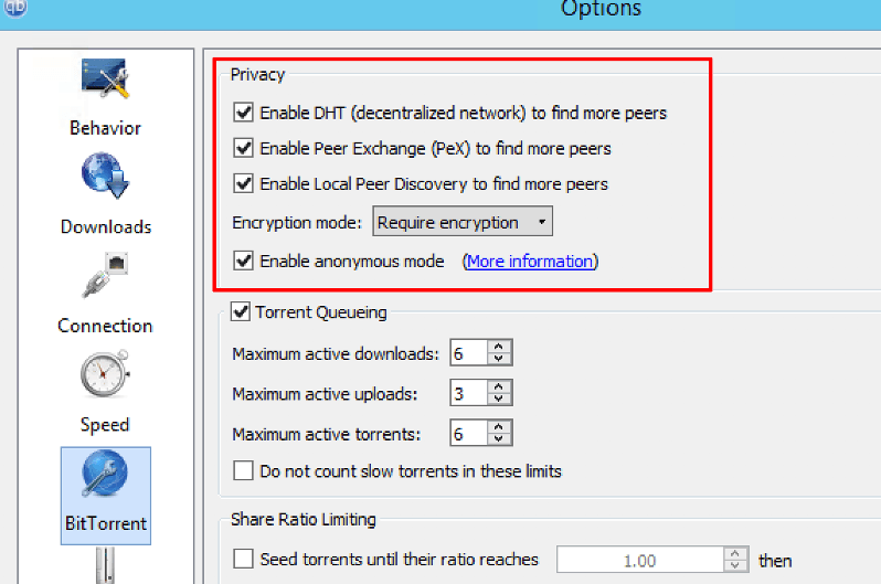 qbittorrent bit torrent settings