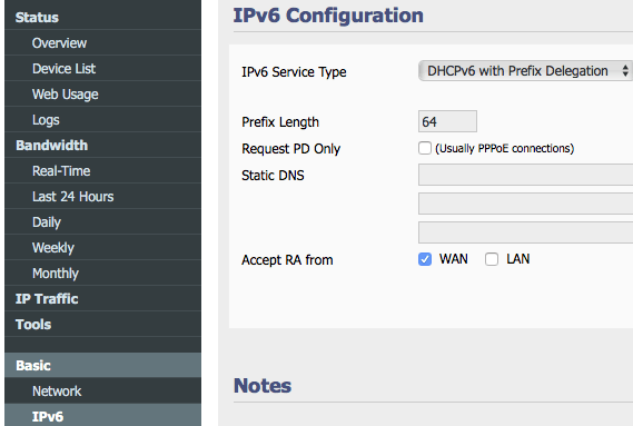 tomato router ipv6 config