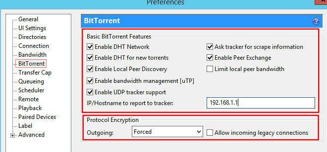 utorrent bitorrent settings