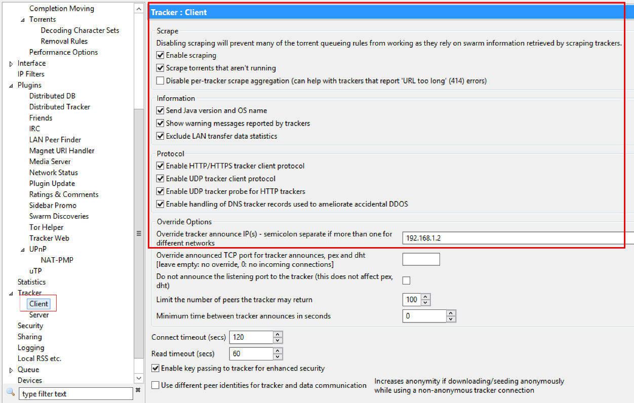 vuze tracker client settings