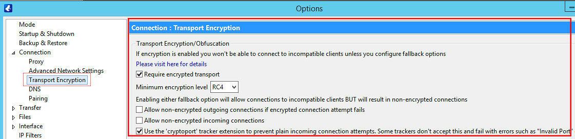 vuze transport encryption