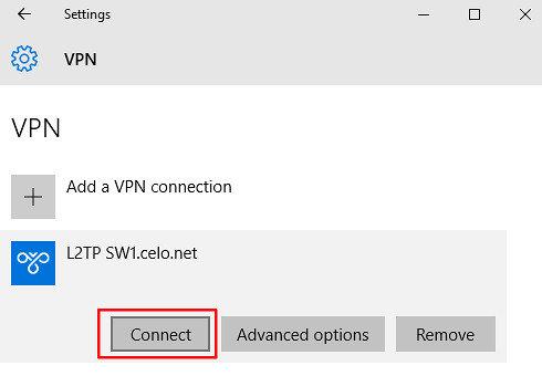 windows 10 vpn connect