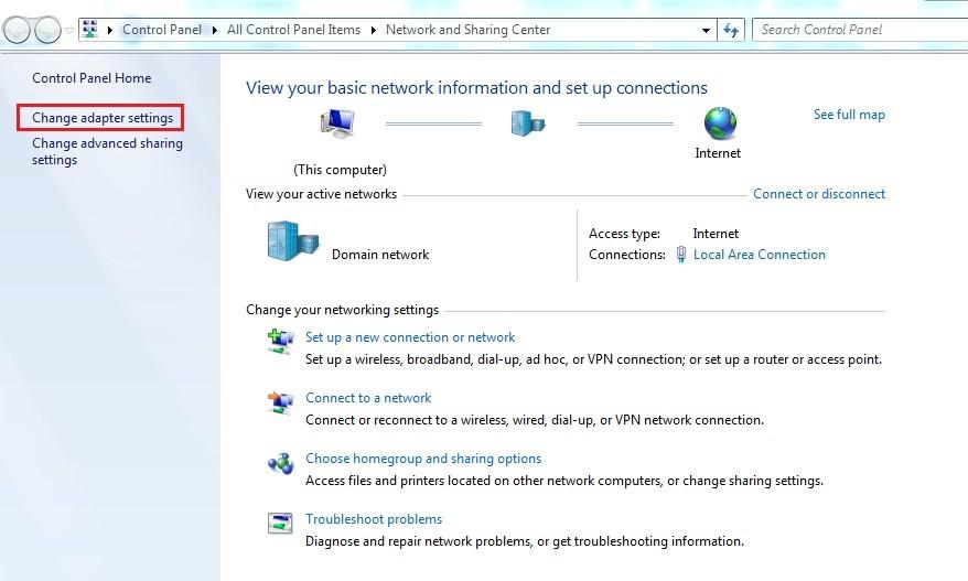 windows 7 change adapter settings