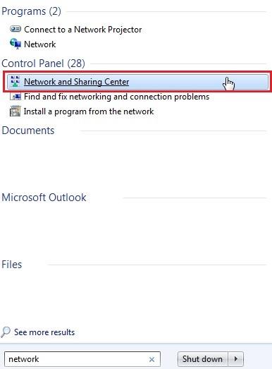 windows 7 network and sharing center