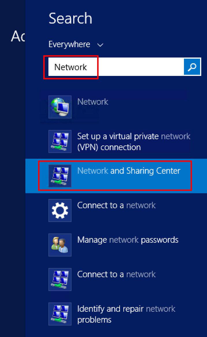 Windows 8 Network nd Sharing Centre