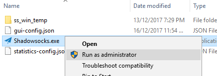 windows shadowsocks run as admin