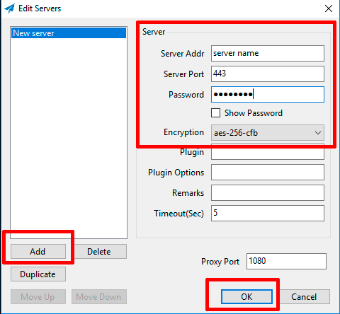 windows shadowsocks server config